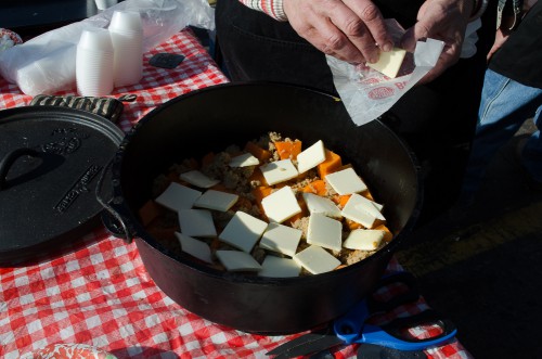 Dutch oven candied yams - butter