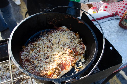 Dutch oven pizza - cheese
