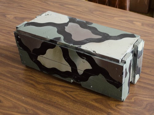 Camo painted wooden ammo box with Plasti Dip