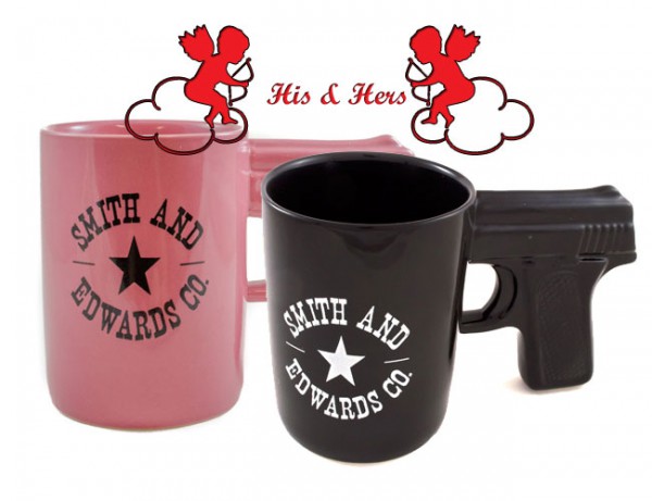 Pink & Black Smith and Edwards Gun Mugs