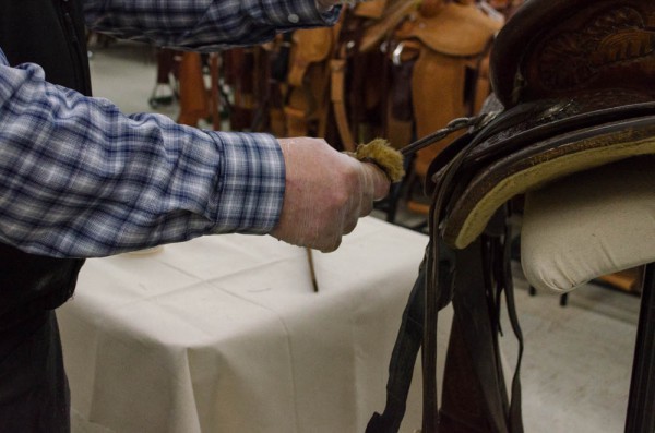 Cleaning Saddle Strings with Fiebings Saddle Soap