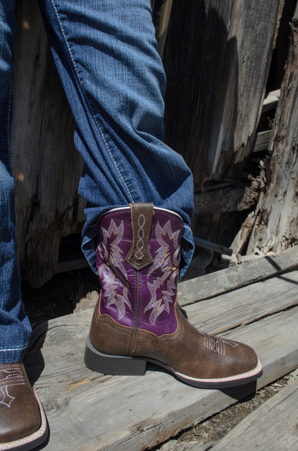 Girls' Rodeo boots, modeled by Kwincee