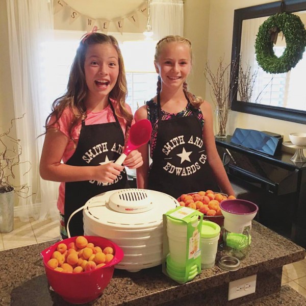 Maggie & Hannah about to make apricot jam and dehydrated apricots