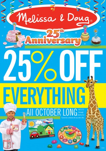 Melissa and Doug toys are 25% off at Smith & Edwards, all October long!
