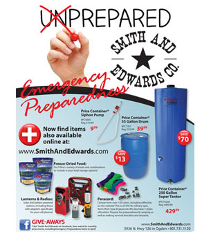 Smith and Edwards April 2014 promo on Water Storage containers