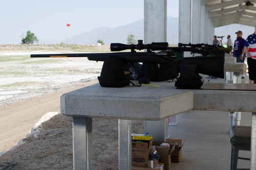 Concrete shooting bench at Perry City Range