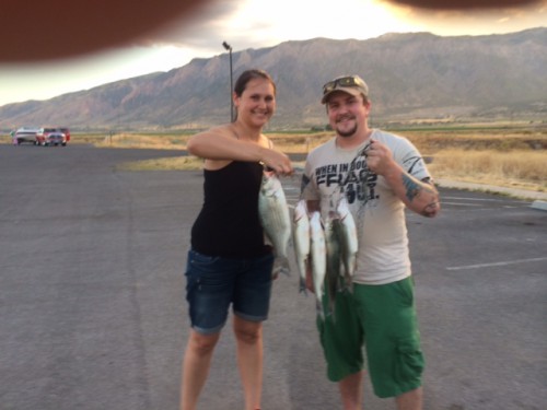 Hanna and Tyler with their catch from Willard Bay