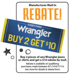 Wrangler Buy 2 get $10 rebate