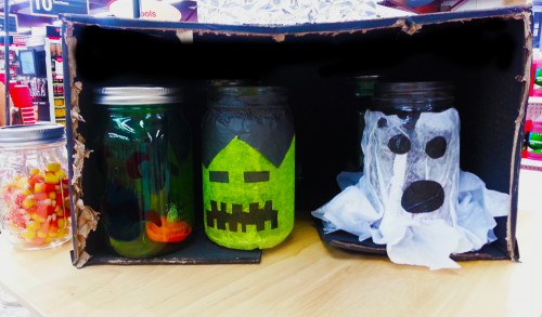 Use tissue paper to make fun faces on mason jars!