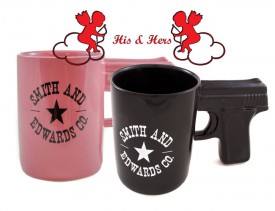 Pink & Black Smith and Edwards Gun Mugs