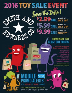 Smith & Edwards' 2016 Toy Sale dates