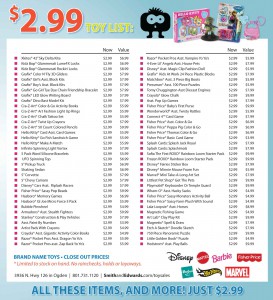 Smith & Edwards' 2.99 Toy Sale List for 2015