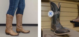 Showing Emily's Latigo Tucson boots from Tony Lama and Spencer's boots from Hooey.