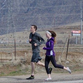 Brent & Jerica jogging by Smith & Edwards