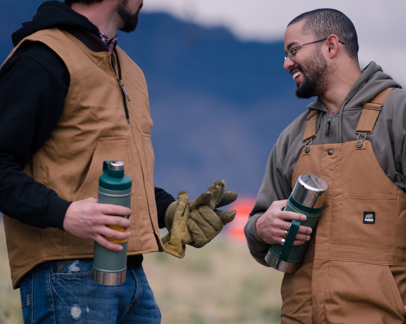 These Stanley insulated stainless steel pint cups have a grip built in.  They come with a sipping lid, and keep your iced beverage cold for 4 hours!  - Smith and Edwards Blog