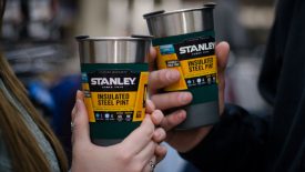 These Stanley insulated stainless steel pint cups have a grip built in. They come with a sipping lid, and keep your iced beverage cold for 4 hours!