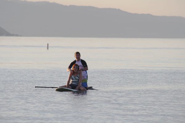 Paddleboarding with family