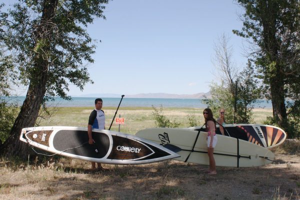 Paddleboarding with family