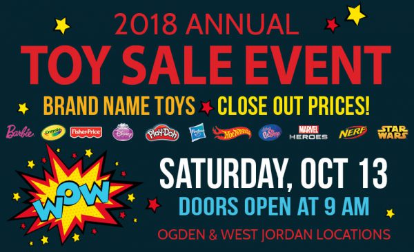 Toy Sale event on Saturday, October 13th 2018. Doors open at 9 a.m. with giveaways happening before store opening for early comers.